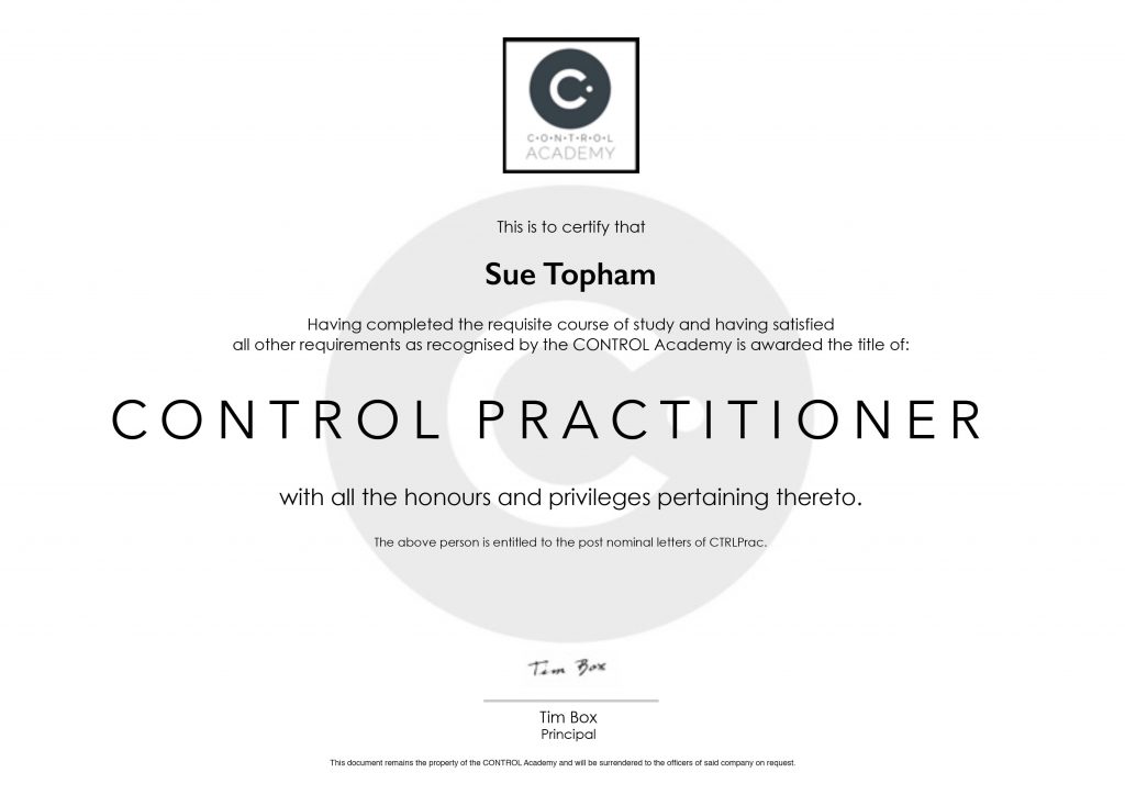 CONTROL PRACTITIONER certificate
